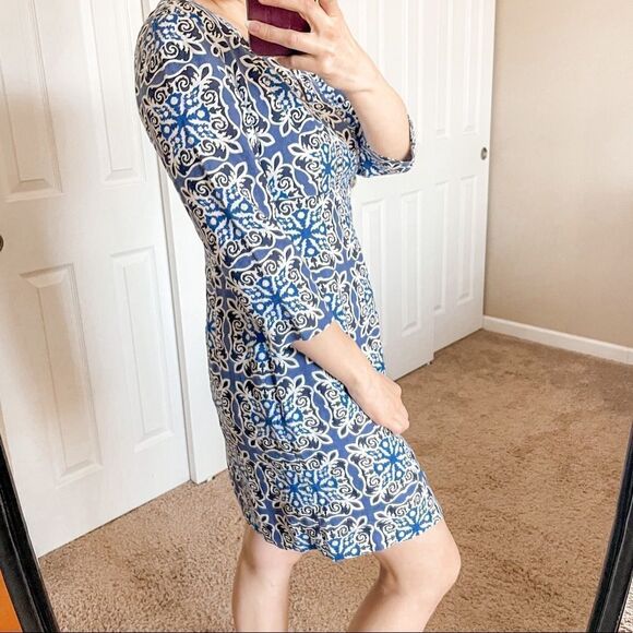 Boden Linen Tunic Dress 3/4 Sleeve Mini Blue 6 - Picture 2 of 7